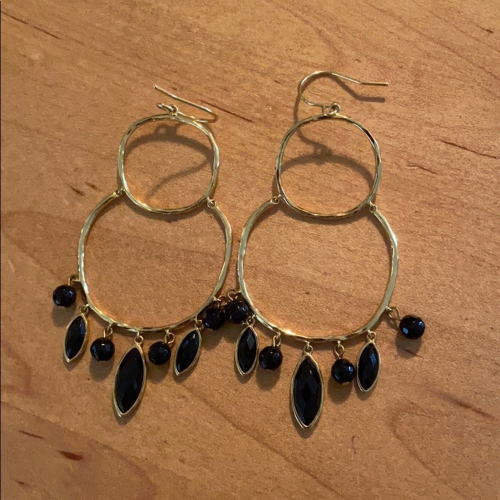 Black and gold drop earrings